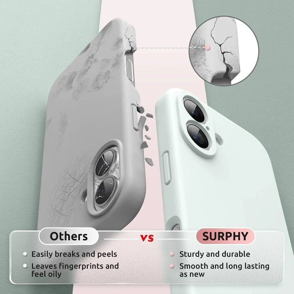 SURPHY iPhone 16 Plus‎ Case Light Mint Green Silicone Magnetic Shockproof
